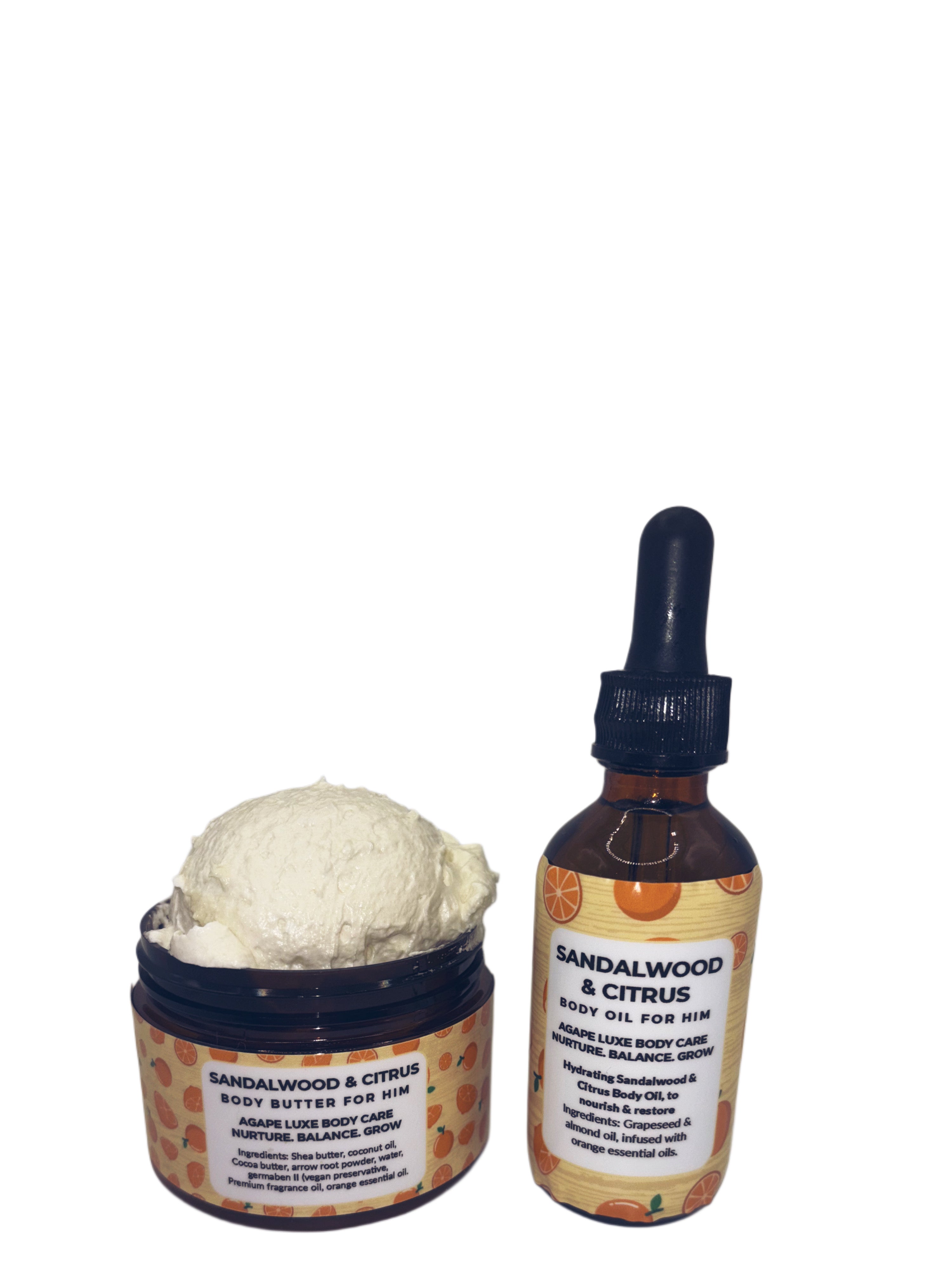Sandalwood & Citrus Bundle: Body Butter & Oil for Him